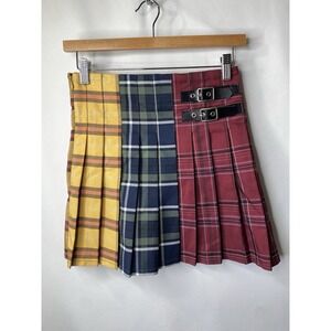 No Boundaries Womens Skirt Pleated Plaid Schoolgirl Twee Dark Academia Y2K Punk